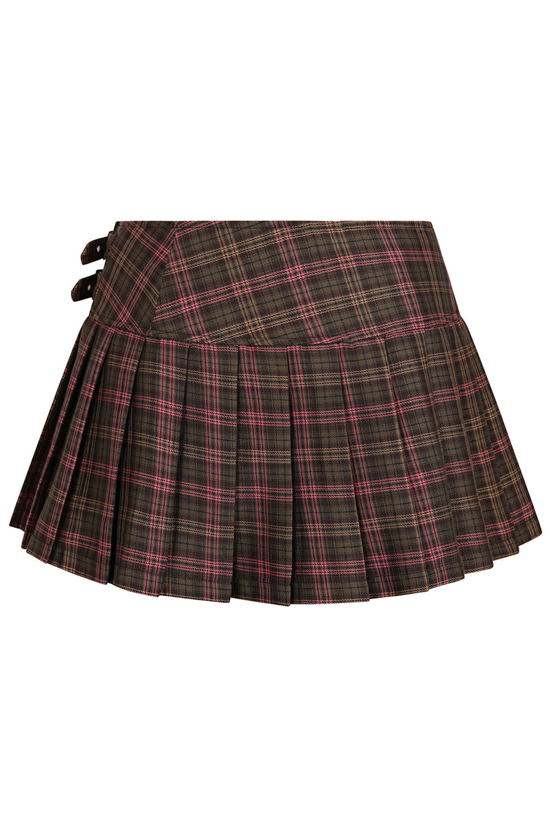 Darkdoll Pleated Mini Skirt Pink/Brown Plaid – DeadRockers