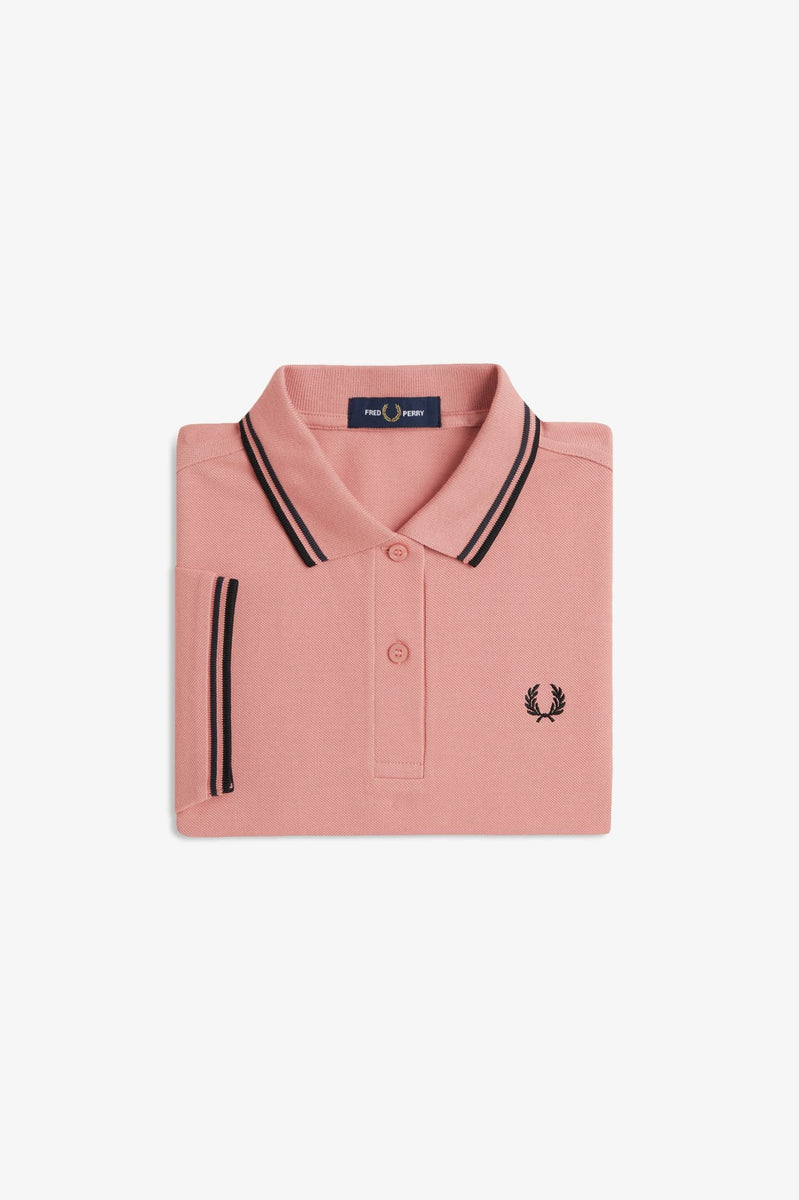 FRED PERRY ピンク ポロシャツ UK 8 Fred Perry Womens Polo Blossom Pink / Anchor Grey / Black