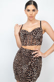 Leopard Mesh Mini Skirt & Crop Top Set (2 Pieces)