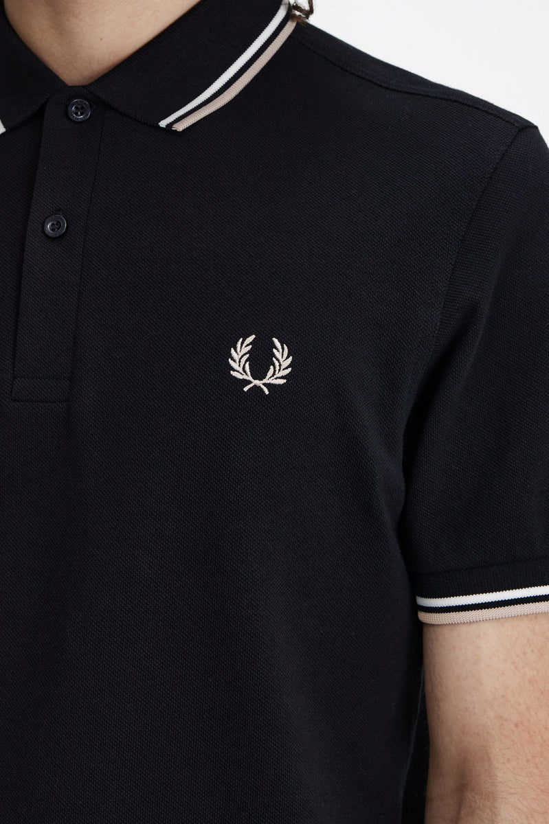 Fred Perry Twin Tipped Polo Black / White / Warm Grey