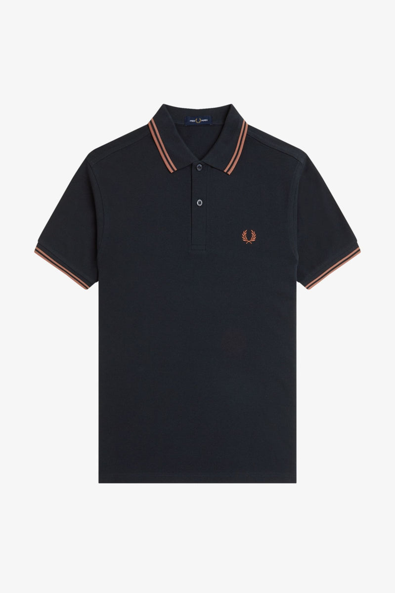 Fred Perry Polo Navy / Cinnamon – DeadRockers