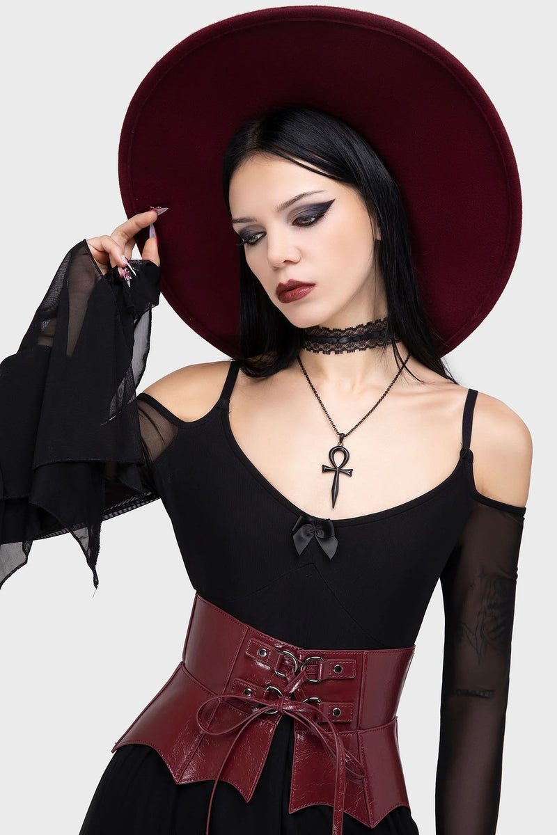 Killstar Malevolent Wide Brim Hat  Black Witch Goth Hippie Boho Punk Dramatic Witch Brim Hat [B] | Killstar main image 3