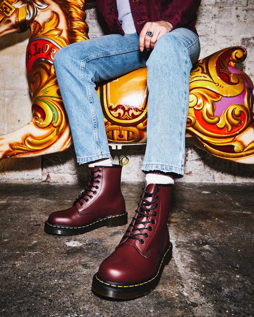 1460 Cherry Red Smooth Dr. Marten 8 Eye Boots –