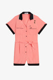 Amy Winehouse Button-Through Playsuit Coral & Black (LIMITED)
