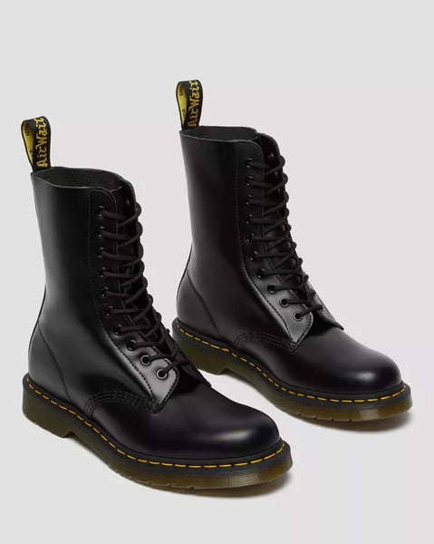 1490 Smooth Black Leather Mid Calf Boots By Dr Martens – DeadRockers