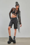 Shadow Grid Black Knit Net Top