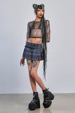 Gray Metallic Fishnet Top