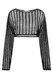 Shadow Grid Black Knit Net Top