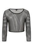 Gray Metallic Fishnet Top
