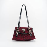 Velour Red Leopard Shoulder Bag