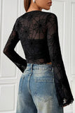 Spiderweb Mesh Bell Sleeve Top