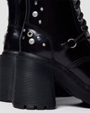 Chesney Studded Buttero Leather Flare Heeled Boots