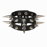 Fashion Punk Gothic Double Hollow-Out Rivet Leather Bracelet