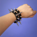 Fashion Punk Gothic Double Hollow-Out Rivet Leather Bracelet