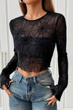 Spiderweb Mesh Bell Sleeve Top
