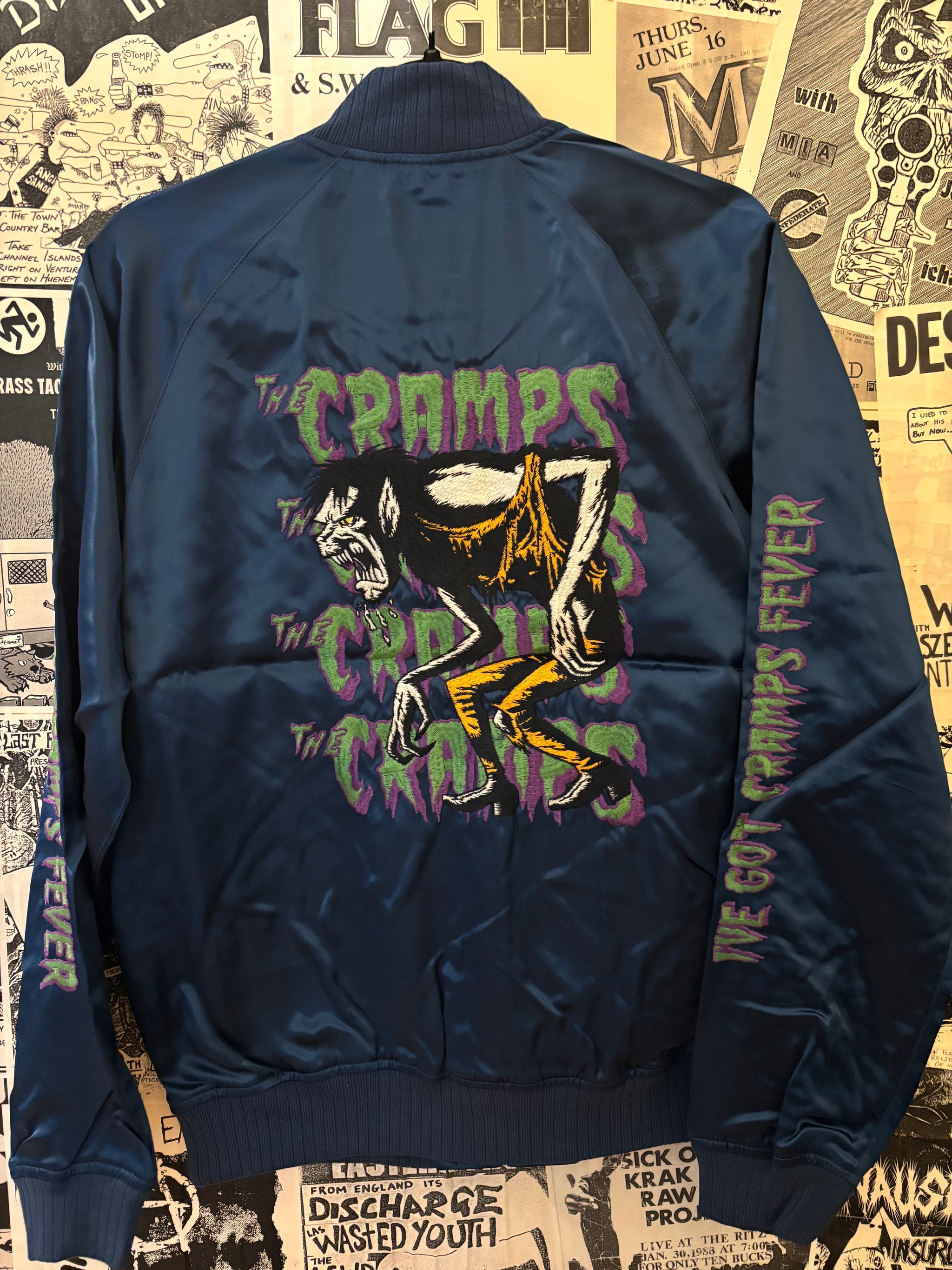 The Cramps Navy Satin Bomber Jacket (Unisex) – DeadRockers