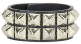 Two Row Pyramid Leather Snap Wristband