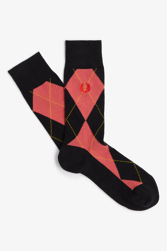 Fred Perry Coral/Black Pattern Socks