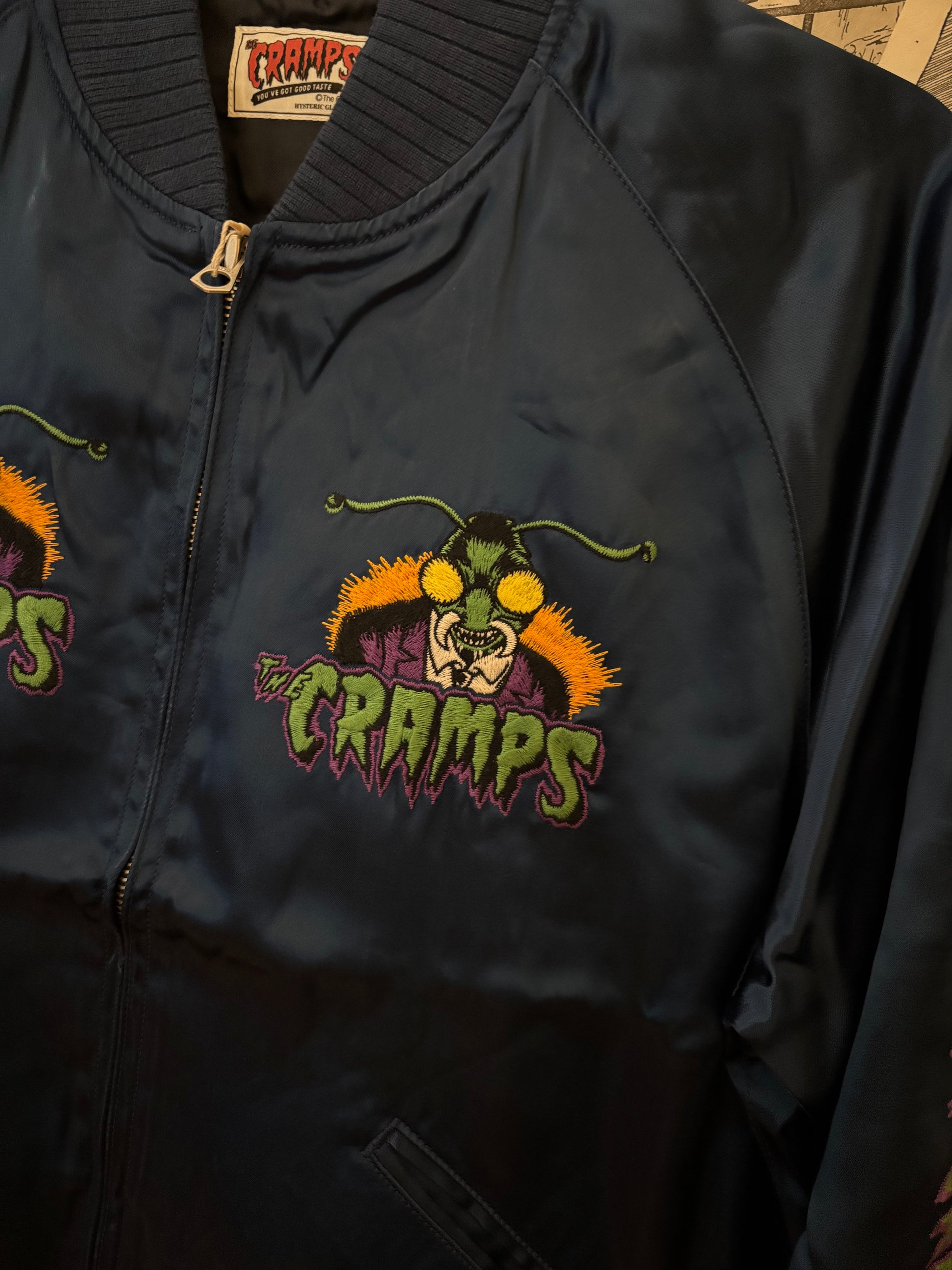 The Cramps Navy Satin Bomber Jacket (Unisex) – DeadRockers