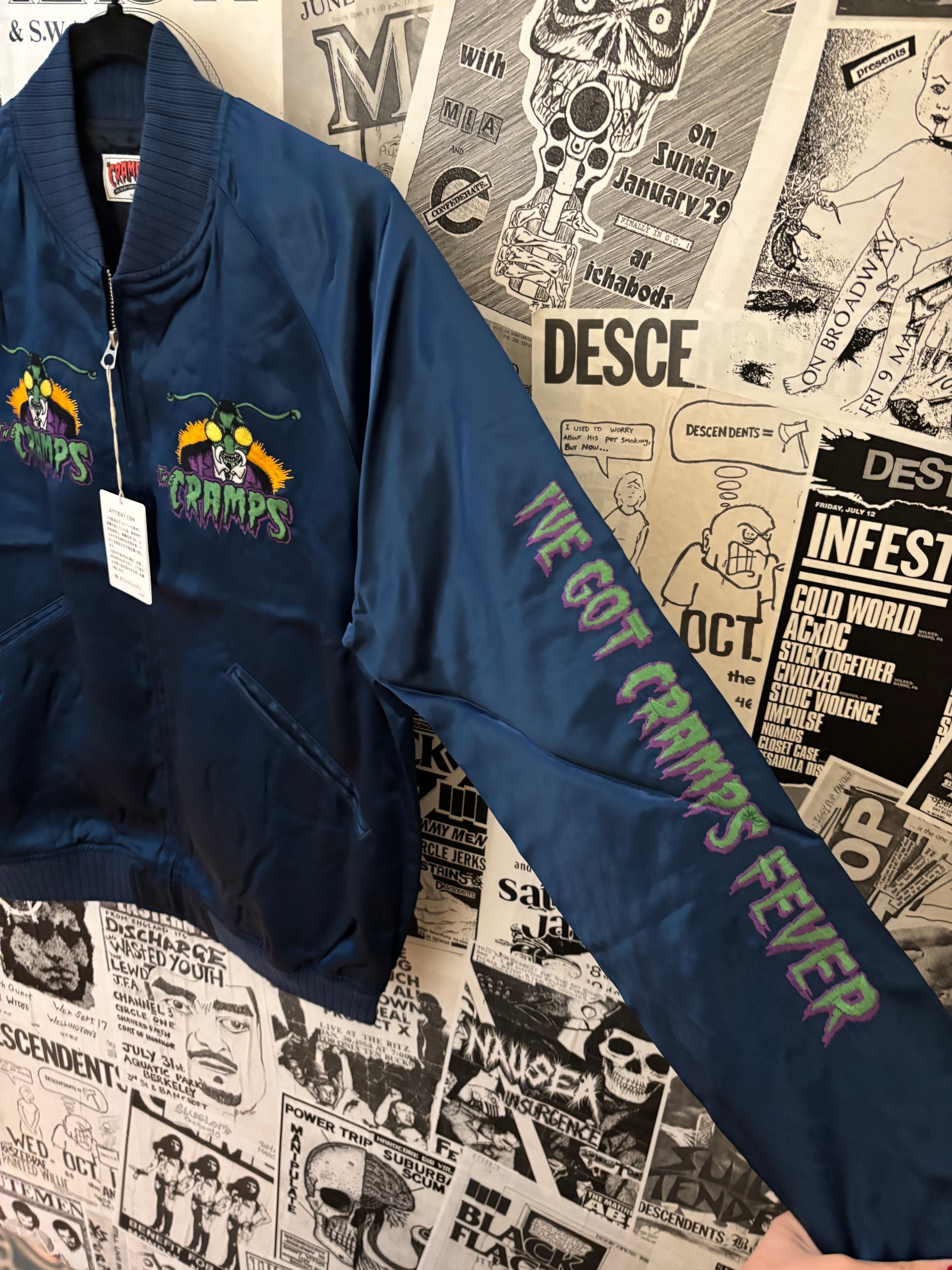 The Cramps Navy Satin Bomber Jacket (Unisex) – DeadRockers