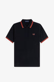 Fred Perry Womens Polo Black / Flamingo tan