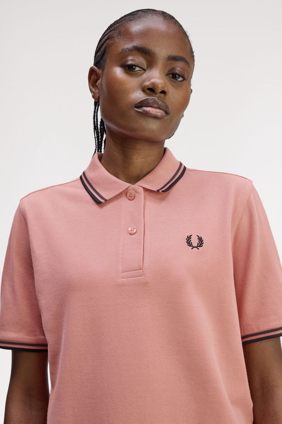 Fred Perry Womens Polo Blossom Pink / Anchor Grey / Black