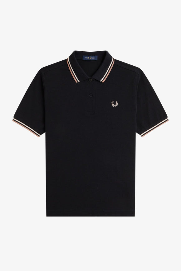 Fred Perry Womens Polo Black / Silky Peach / Blossom