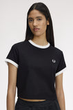 Fred Perry Black Cropped Ringer T-Shirt