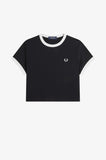 Fred Perry Black Cropped Ringer T-Shirt