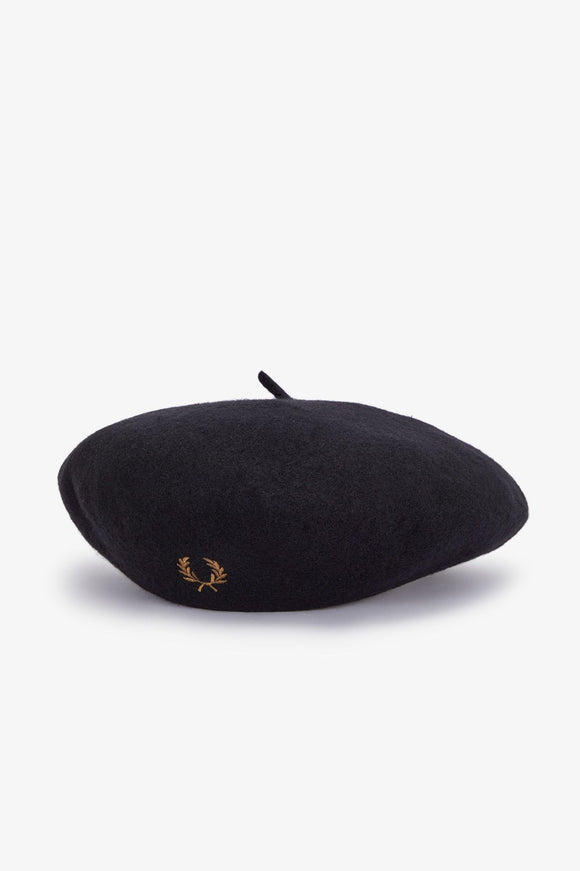 Fred Perry Black Wool Beret