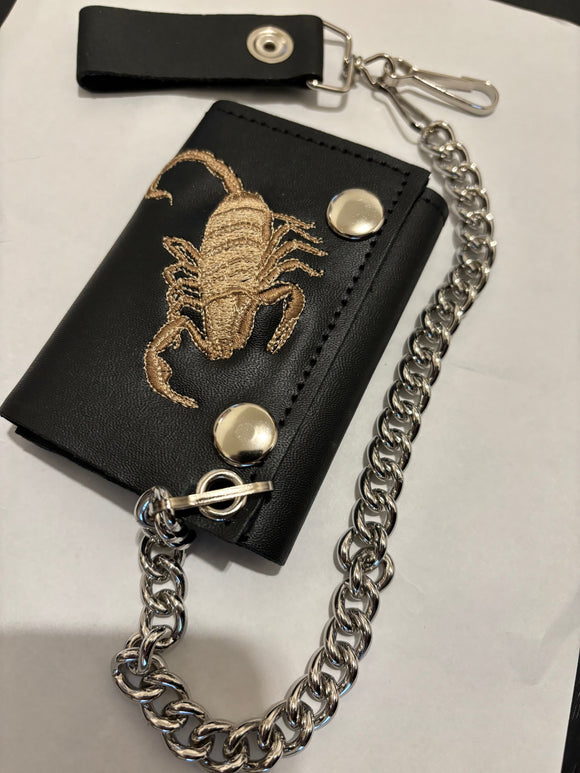 Embroidered Scorpion Leather Wallet