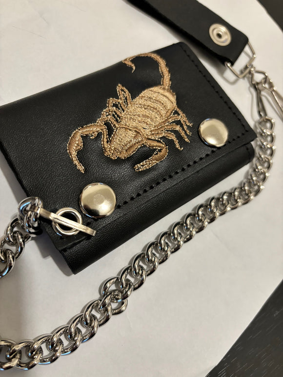 Embroidered Scorpion Leather Wallet