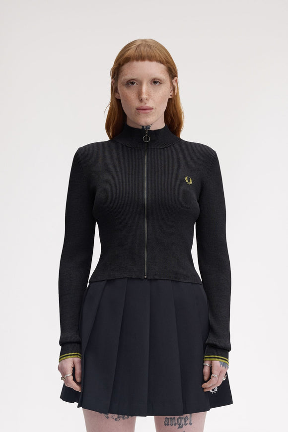Fred Perry Zip-Through Metallic Ribbed Jumper