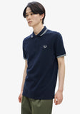 Fred Perry Polo Navy / Snow White / Seagrass