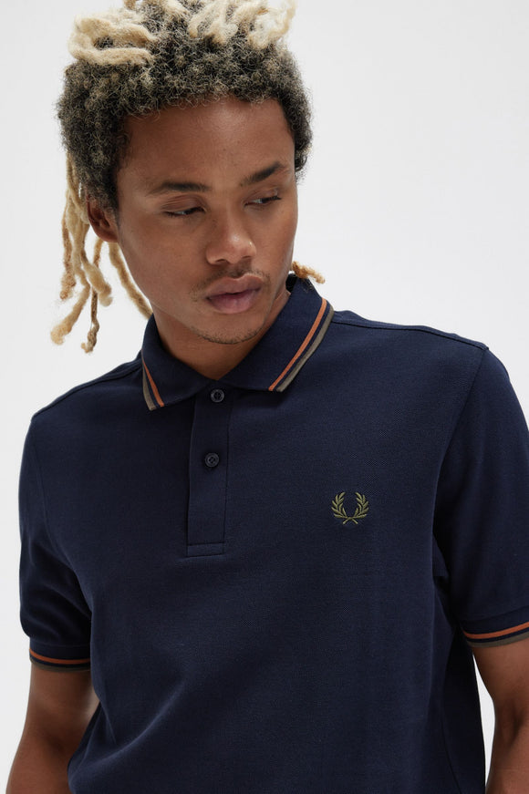 Fred Perry Polo Navy / Nut Flake / Uniform Green