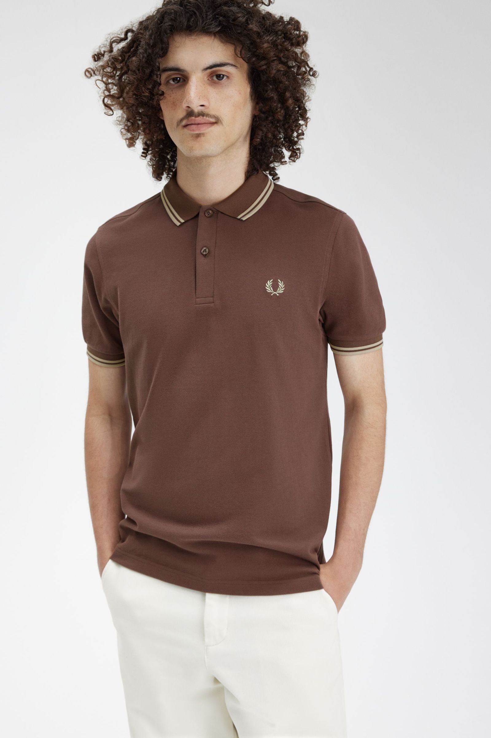 Fred Perry Twin Tipped Polo Brick/ Warm Grey – DeadRockers