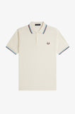 Fred Perry Polo Ecru / Court Blue / Oxblood