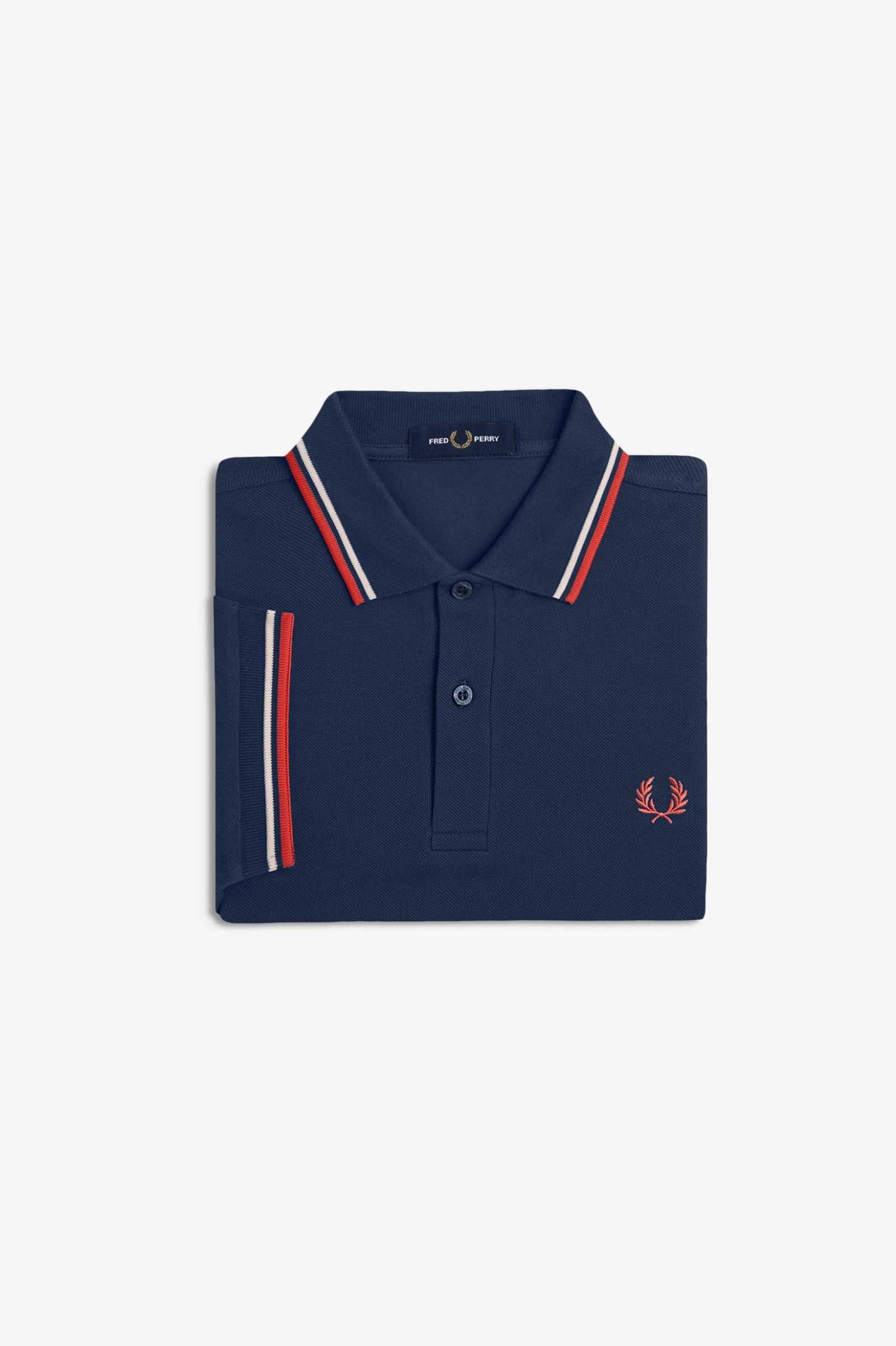 Fred Perry Polo Navy / Cinnamon – DeadRockers