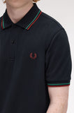 Fred Perry Polo Navy / Sport Green / Burnt Red