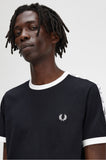 Fred Perry Taped Ringer T Shirt Black