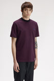 Fred Perry Fine Stripe Heavyweight T-Shirt Plum