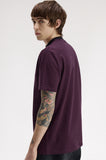 Fred Perry Fine Stripe Heavyweight T-Shirt Plum