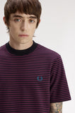 Fred Perry Fine Stripe Heavyweight T-Shirt Plum