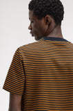 Fred Perry Fine Stripe Heavyweight T-Shirt Dark Caramel