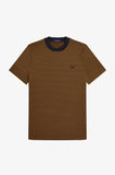 Fred Perry Fine Stripe Heavyweight T-Shirt Dark Caramel