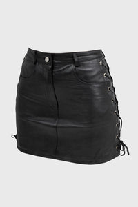Lace Up Leather Skirt
