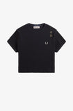 Fred Perry Cropped Ribbed Black T-Shirt (Amy Winehouse Collection)
