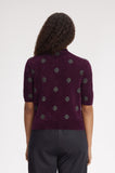 Fred Perry Amy Winehouse Plum Polka Dot Knitted Top
