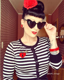 Sail Away Striped Cardigan Black & White