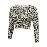 Cropped Leopard Print Cardigan